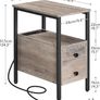 2 Side Tables, Narrow Bedside Rustic Greige and Black Image 8