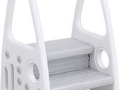 Toddler Step Stool for Bathroom Sink, Kids Two Step Stool for Toilet Potty Training, Kitchen Counter, Children Step Up Learning Helper with Safety Handles and Non-Slip Pads,Gray