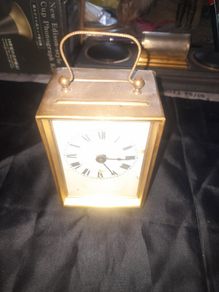 A Genuine Antique German Carridge Clock, The famous crossed arrows Pfeilkreuz in German were registered in 1892, which serves as a key date for identifying HAU clock movements, and it became synonymous with the brand