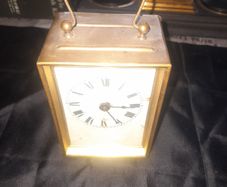 A Genuine Antique German Carridge Clock, The famous crossed arrows Pfeilkreuz in German were registered in 1892, which serves as a key date for identifying HAU clock movements, and it became synonymous with the brand
