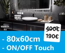 LED Bathroom Mirror Demister Antifog Touch Switch 80x60cm