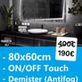 LED Bathroom Mirror 80x60cm Demister Antifog Touch Image 2