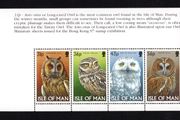 1997 Isle of Man Owls Commemorative Stamp Booklet Pane (4) Mint Never Hinged (MNH)