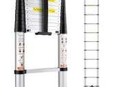 Telescoping Ladder, 12.5 FT Aluminum One-button Retraction Collapsible Extension Ladder, 375 LBS Capacity with Non-slip Feet, Portable Multi-purpose Compact Ladder for Home, RV, Loft,