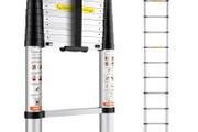 Telescoping Ladder, 12.5 FT Aluminum One-button Retraction Collapsible Extension Ladder, 375 LBS Capacity with Non-slip Feet, Portable Multi-purpose Compact Ladder for Home, RV, Loft,