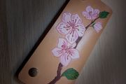 Leather cherry blossom wallet