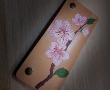 Leather cherry blossom wallet