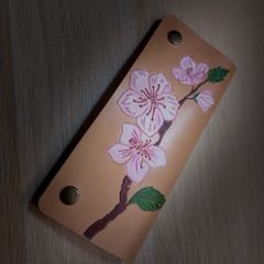 Leather cherry blossom wallet