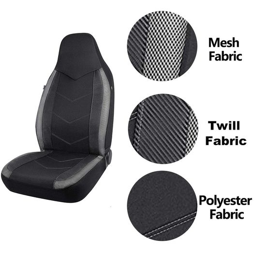 2x High Back Air Mesh Fabric Car Seat Covers Sporty Design Airbag Compatible Fit For Most Car Suv Truck Van Seat Cushion