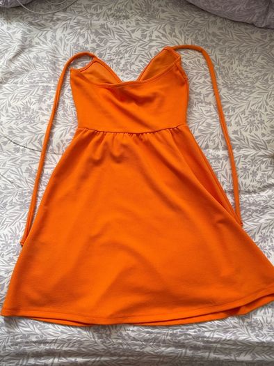 Orange halter neck dress