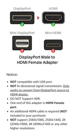 iVANKY DisplayPort (Male) to HDMI (Female) 1080P Gold-Plated/Nylon-Braided Cable Adapter (Brand New/Warranty)