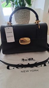Coach Eliza top handle black leather bag