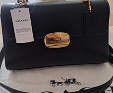 Coach Eliza top handle black leather bag