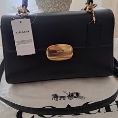 Coach Eliza top handle black leather bag