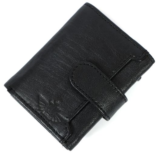 Genuine Leather Pop-Up Card Holder Wallet RFID Blocking Slim Credit Card Case