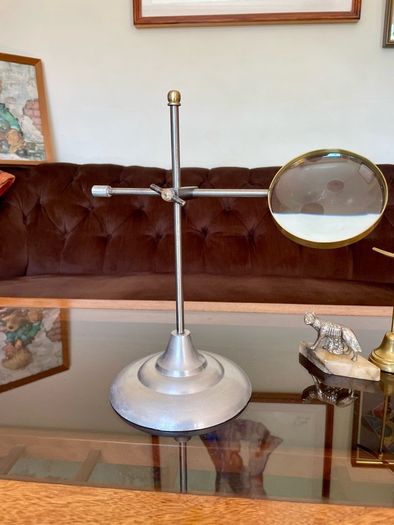 Nautical Decorative Magnifying Glass With Adjustable Stand Desktop Brass Detail