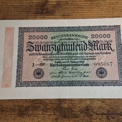 German Empire, 20000 Mark 1923 Banknote, 20 February 1923, almost uncirculated - free standard postage