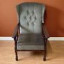 Elegant Grey Tufted Accent Armchair | High Back & Solid Wood Frame Image 2