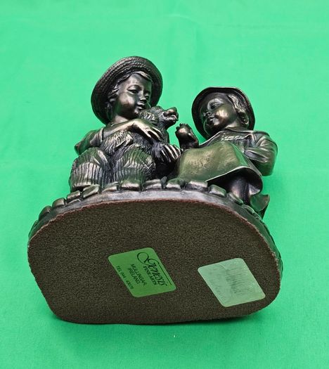 Genesis Fine Arts W1 Puppy Love Boy & Girl Bronze Figurine Ornament