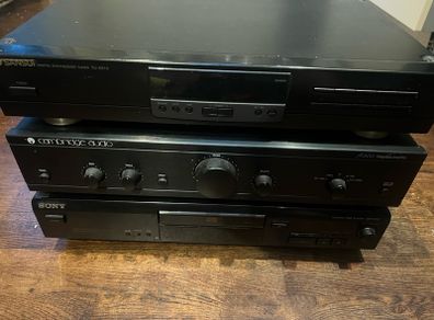 Cambridge audio integrated amplifier, SANSUI tuner/radio and Sony CD player