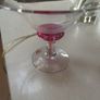 4 pieces- Avoca Mohair Wool Magenta Throw, Jerpoint Pedestal / Footed Bowl, Cut Glass Pillar Lamp with Brand New Sanderson Drum Shade - all are perfect together Image 5