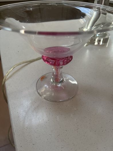 4 pieces- Avoca Mohair Wool Magenta Throw, Jerpoint Pedestal / Footed Bowl, Cut Glass Pillar Lamp with Brand New Sanderson Drum Shade - all are perfect together