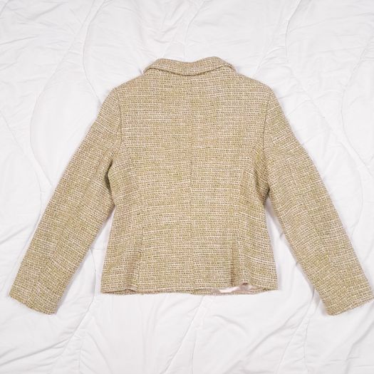 Wallis Beige Light Green Textured Tweed Two-Button Tailored Blazer Jacket 10-12UK/38-40EU
