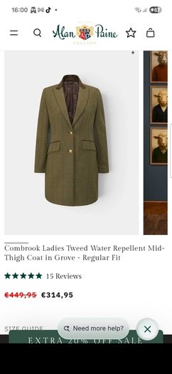 Alan Paine of London New Unworn Ladies Green Wool Coat