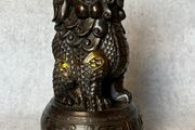 Chinese Guardian Lion - Bronze, Gold Accents