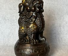 Chinese Guardian Lion - Bronze, Gold Accents