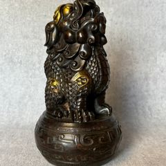 Chinese Guardian Lion - Bronze, Gold Accents