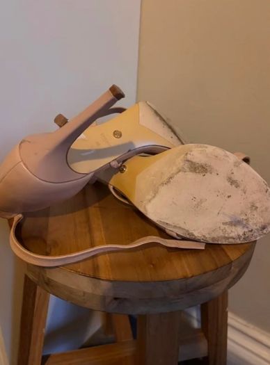 DUNE nude leather heeled sandal