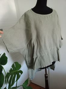 Linen tunic or blouse asymmetric over size large