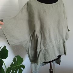 Linen tunic or blouse asymmetric over size large