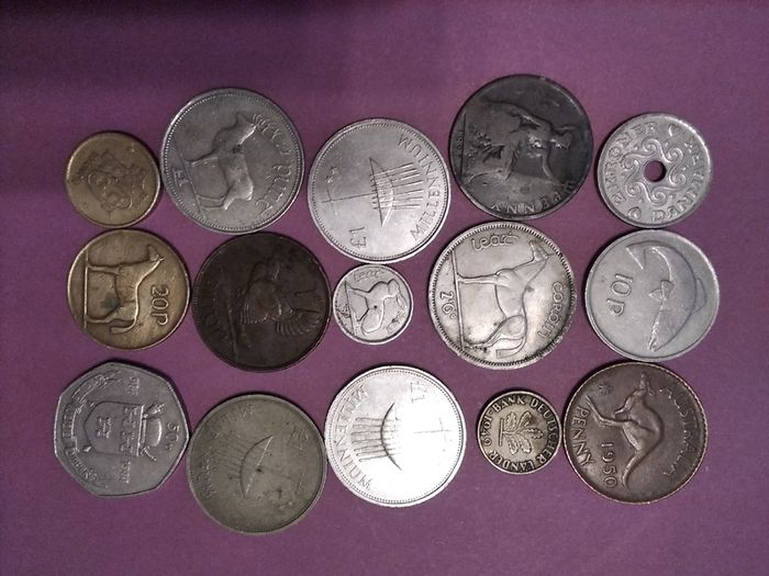 15-Coin Mixed Estate Collection - 1928 First Issue, Millennium 1s, Victorian Penny & World Coins