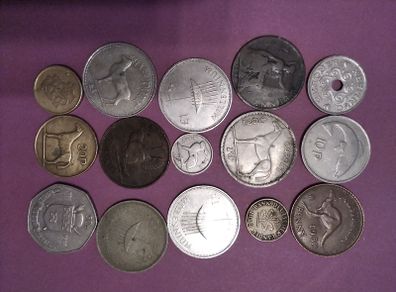 15-Coin Mixed Estate Collection - 1928 First Issue, Millennium 1s, Victorian Penny & World Coins
