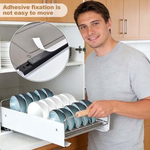 Brand New Extendable Plate Organiser Drawer Telescopic with Drip Tray 42x26x12cm.