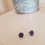 Purple Stone Flower Earrings Image 3
