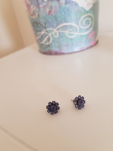 Purple Stone Flower Earrings