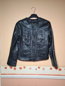 Womens Calla Lily black leather jacket Size Small