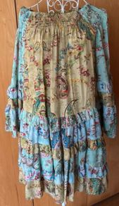 Silk Blend Ruffled/Layered Paisley Dress Size UK10