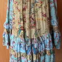 Silk Ruffled/Layered Paisley Dress Size UK10