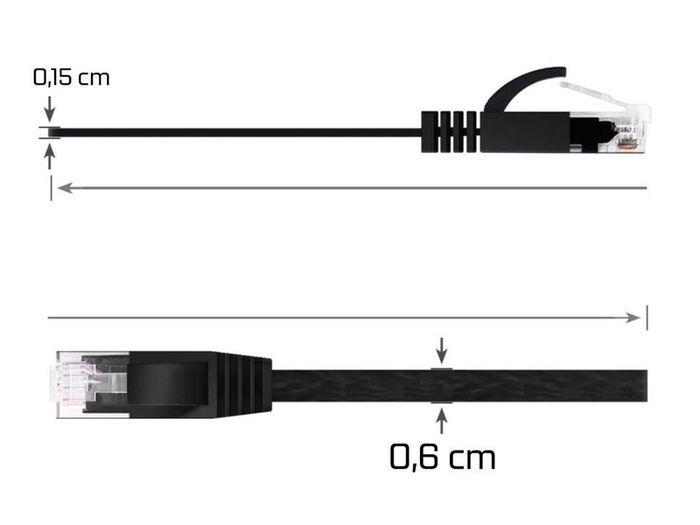 New 15m Flat CAT 6A Shielded Ethernet PC Router Internet Cord Cable RJ45 #1393