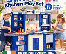 Kitchen Playset Kids Pretend Cooking Play Toy 74 Piece Accessories