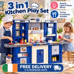 Kitchen Playset Kids Pretend Cooking Play Toy 74 Piece Accessories