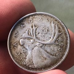 1964 25 cents Canada spot price