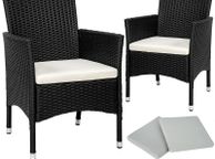 main image for ad set of 2 poly rattan garden chairs including cushions and 2 cover sets &amp; stainless steel screws | - Various colors - (Black | No. 402122)