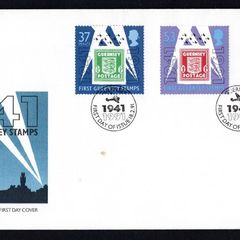 1991 Guernsey 50th Anniversary of First Guernsey Stamps Commemorative Stamps Official First Day Cover (FDC)
