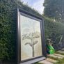 Large, vintage impactful leather frame with lovely botanic print Image 2