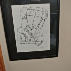 Unique Hand-Drawn Framed Picture Of A Car